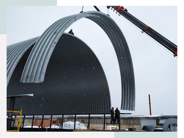 Полукруглые ангары в Краснокамске